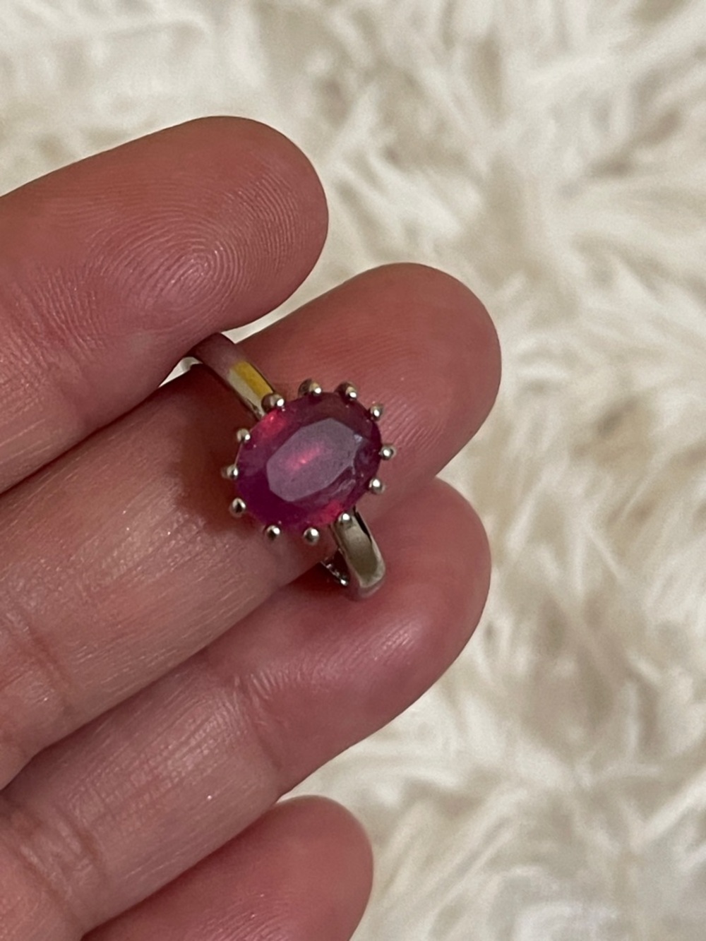 925 Sterling Silver Ring Natural Pink Ruby Oval Gemstone Size 8